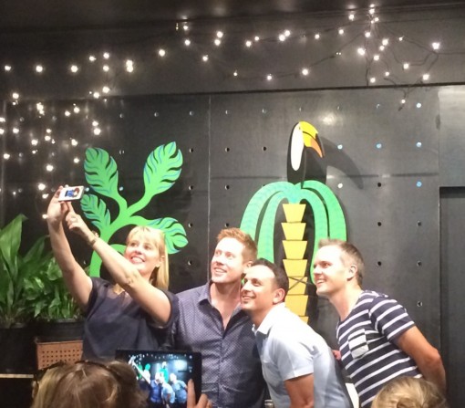 AB with JH, FA and TB taking selfie